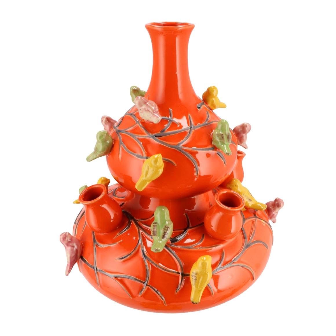 2-delige tulpenvaas Birds 37cm oranje