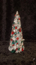 Exclusief kerstboom L zilver rood groen wit handmade VdlM