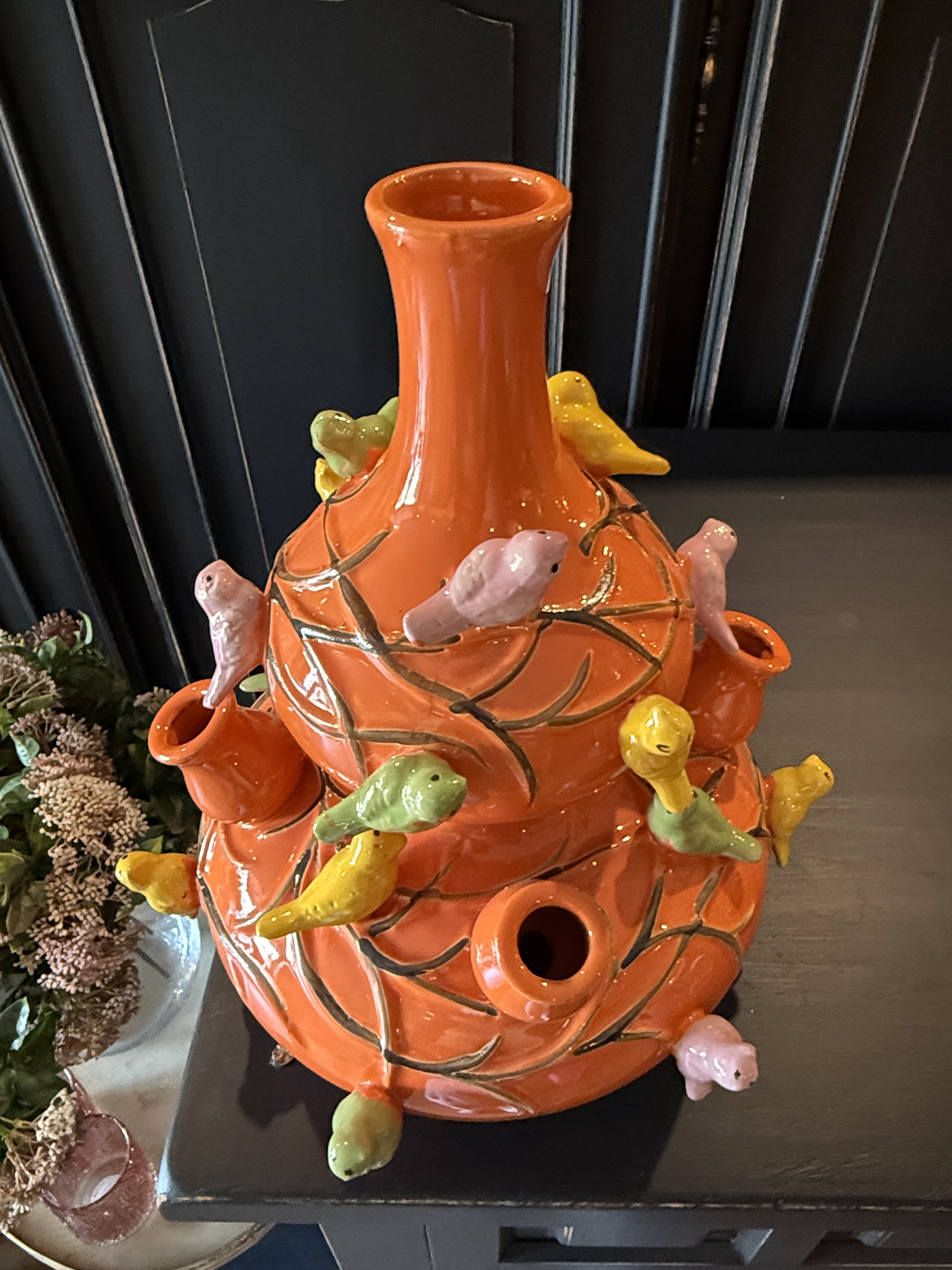2-delige tulpenvaas Birds oranje 32cm.