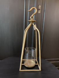 Groot windlicht, lantaarn goud 50cm hoog
