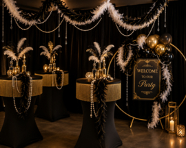 Luxe Statafelhoezen  Zwart Goud Franje