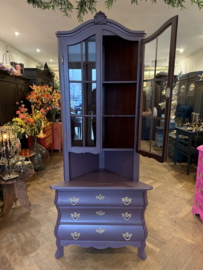 Vintage hoekkast, vitrine buikladekast