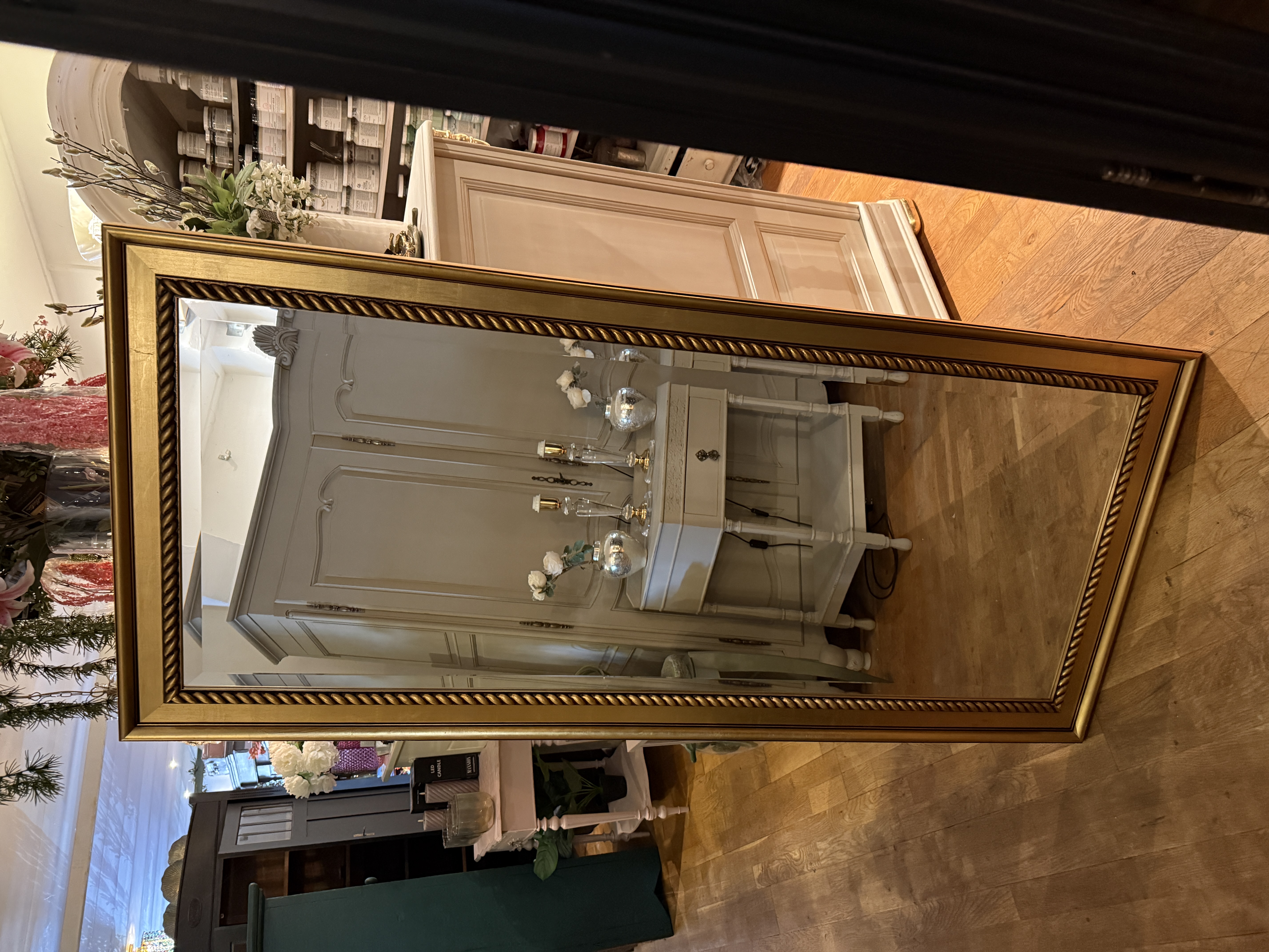 Grote vintage spiegel goud 165x74,5 passpiegel