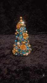 Exclusief kerstboom S turquoise goud handmade VdlM