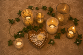 Luxe Windlichtjes Champagne per combi set