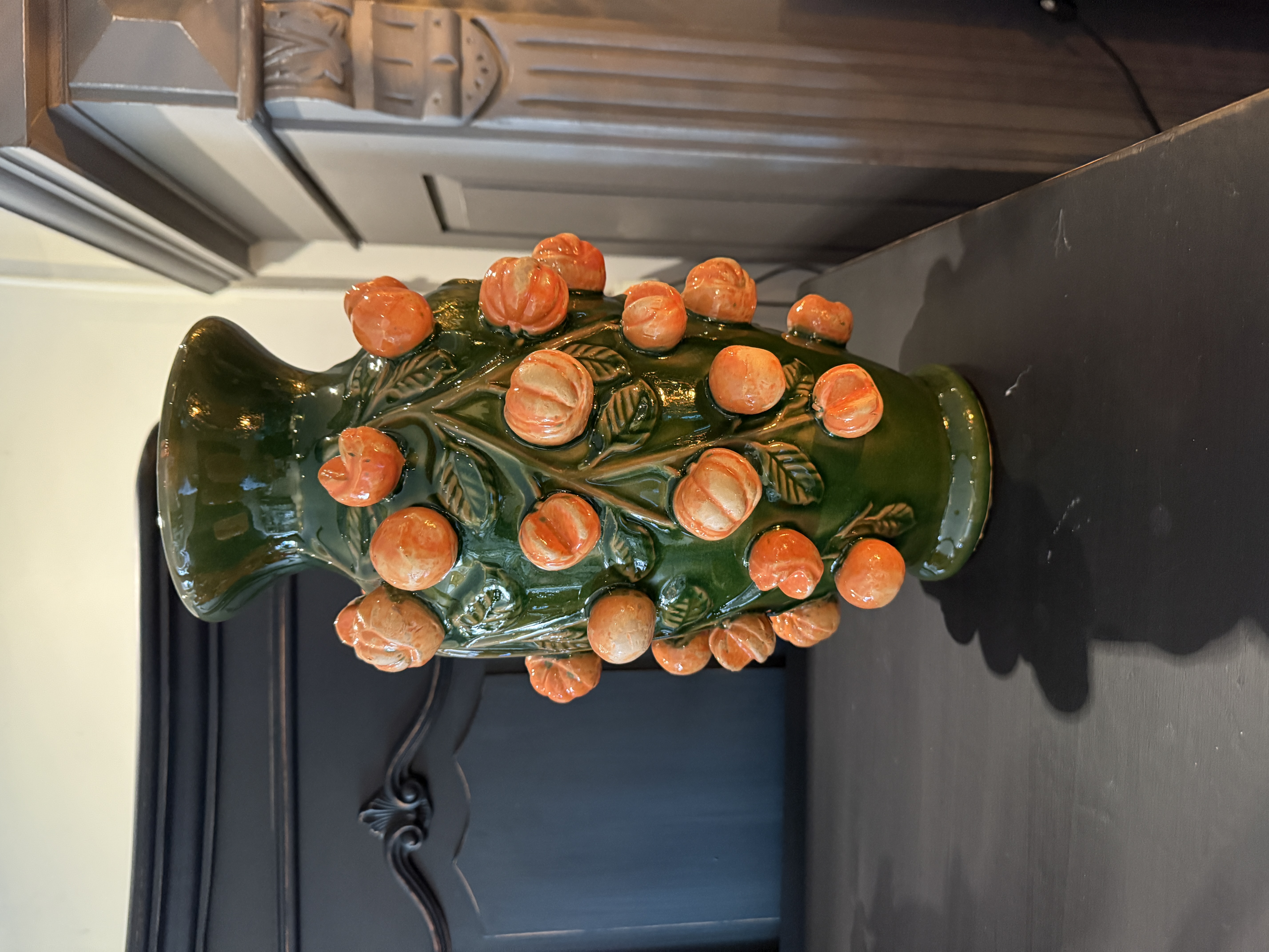 Handgemaakte vaas mandarijn groen 38cm