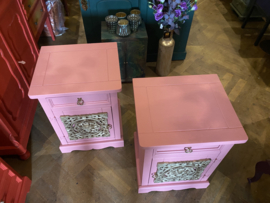 Set vintage nachtkastjes, brocante kastjes