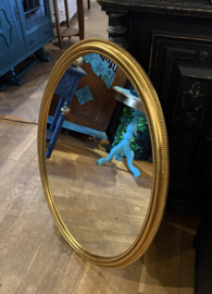 Vintage ovale spiegel met parelrand goud