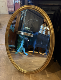 Vintage ovale spiegel met parelrand goud