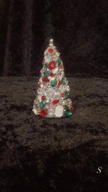 Exclusief kerstboom S zilver rood groen wit handmade VdlM