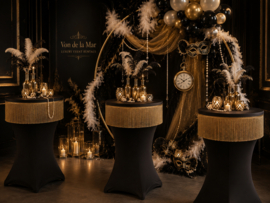 Luxe Statafelhoezen  Zwart Goud Franje