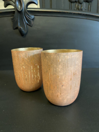 SALE!!! Set van 2 Windlichten roest look goud