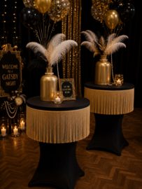 Luxe Statafelhoezen  Zwart Goud Franje