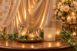 Luxe Windlichtjes Champagne per combi set