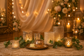 Luxe Windlichtjes Champagne per combi set