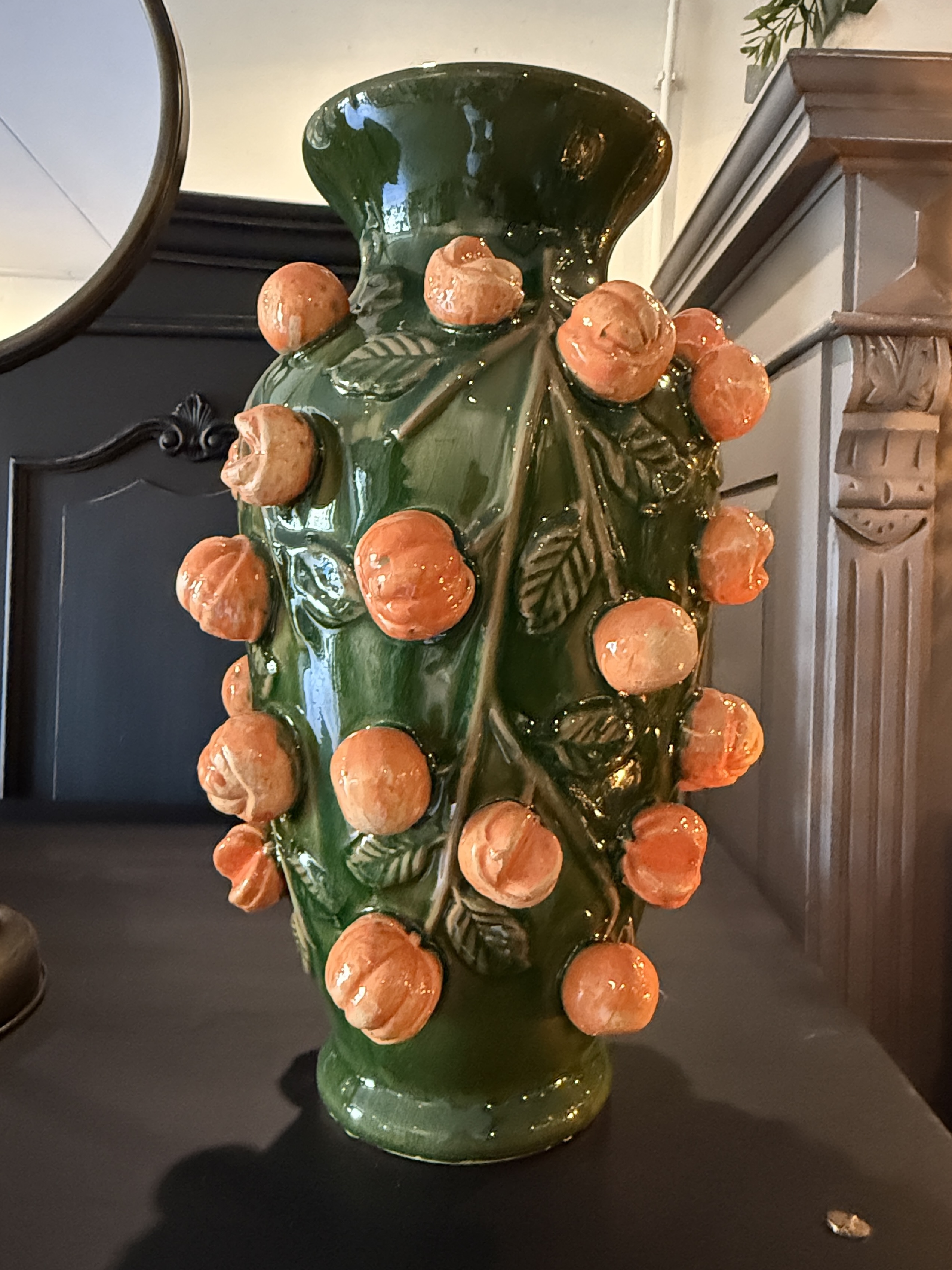 Handgemaakte vaas mandarijn groen 38cm