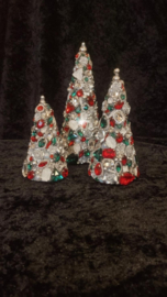 Exclusief kerstboom S zilver rood groen wit handmade VdlM