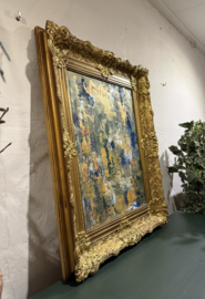 Schilderij blauw groen in antieke lijst