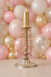 Luxe Kandelaars Roze incl. led Kaars set van 2