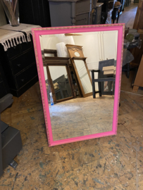 Vintage, geslepen spiegel, roze met goud, haardspiegel
