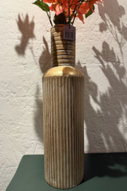 Grote goudkleurige metalen bottle vaas