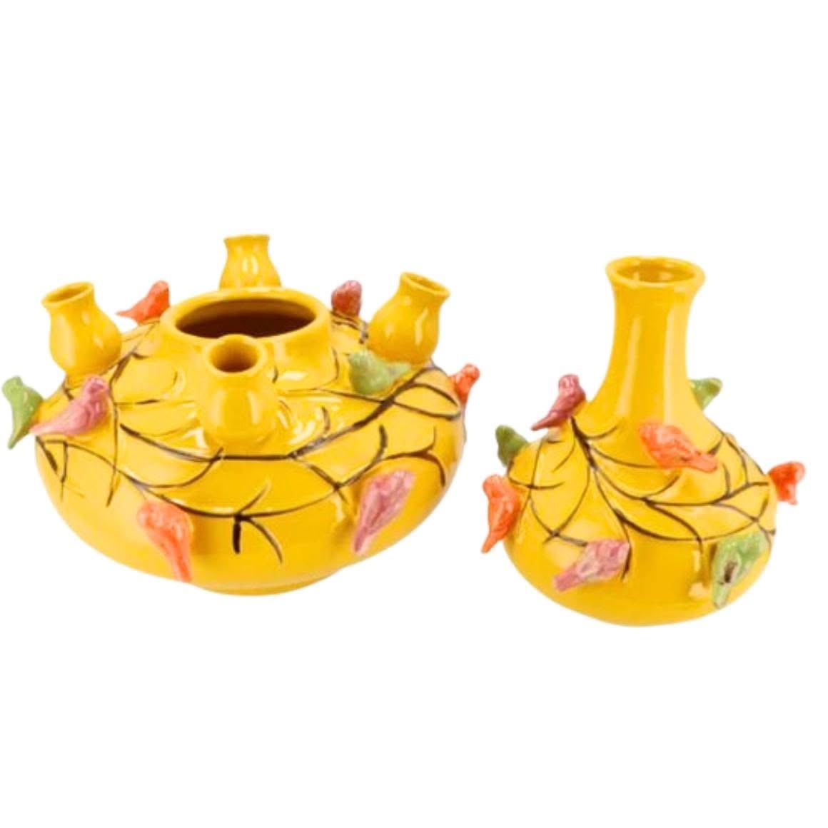 2-delige tulpenvaas Birds geel 37cm
