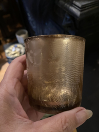 Waxinelicht amber/goud 7x7x8