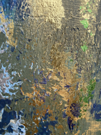 Schilderij in oude lijst blauw groen