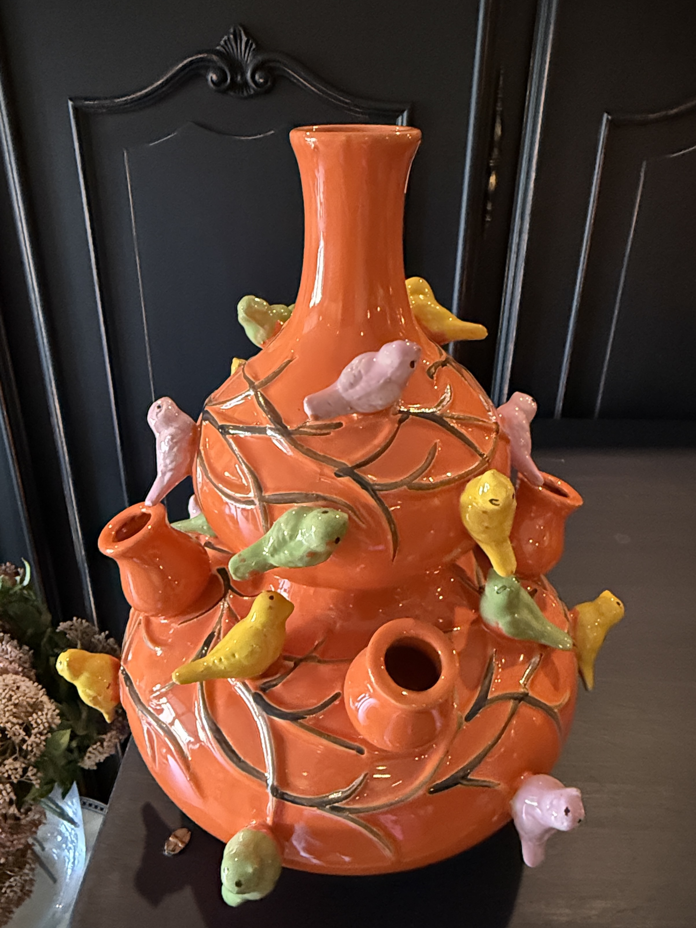 2-delige tulpenvaas Birds oranje 32cm.