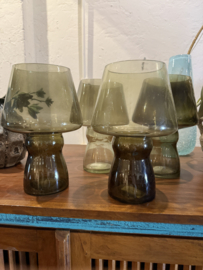 SALE !!! Set van 4 windlichten groen