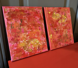 Klein tweeluik, schilderijtjes, unframed canvas