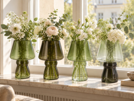 SALE !!! Set van 4 windlichten groen