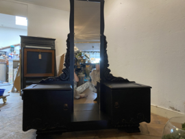 Vintage toiletmeubel met passpiegel