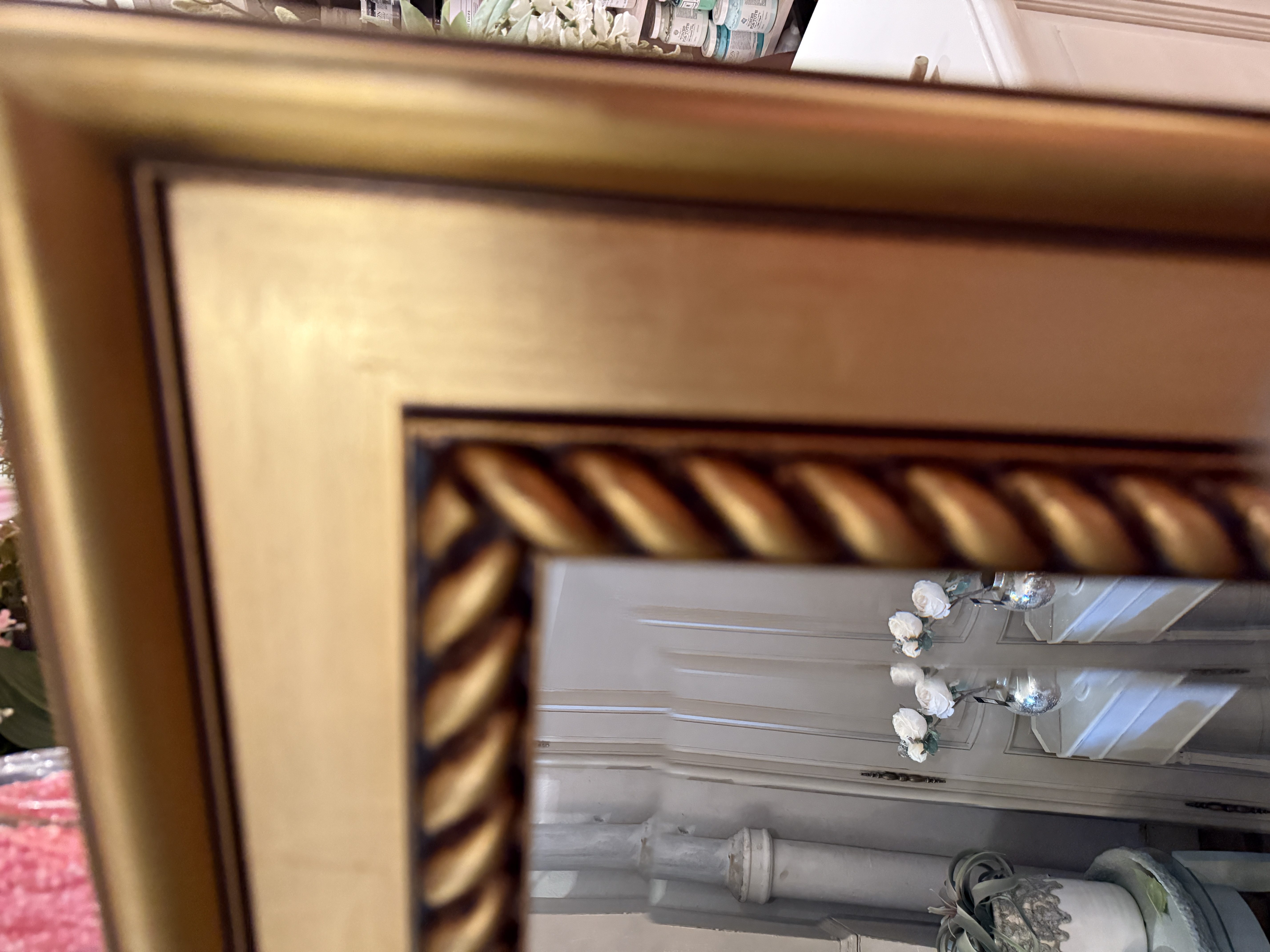 Grote vintage spiegel goud 165x74,5 passpiegel