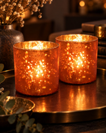 SALE!!!  set van 2 waxineglaasjes warm oranje