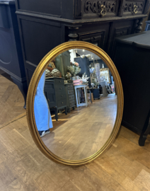 Vintage ovale spiegel met parelrand goud