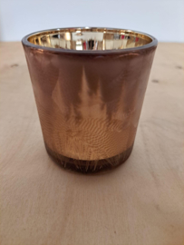 Waxinelicht amber/goud 7x7x8