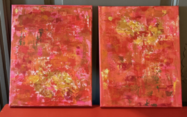 Klein tweeluik, schilderijtjes, unframed canvas