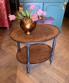 VERKOCHT Vintage bijzettafeltje, ovale serveertafel