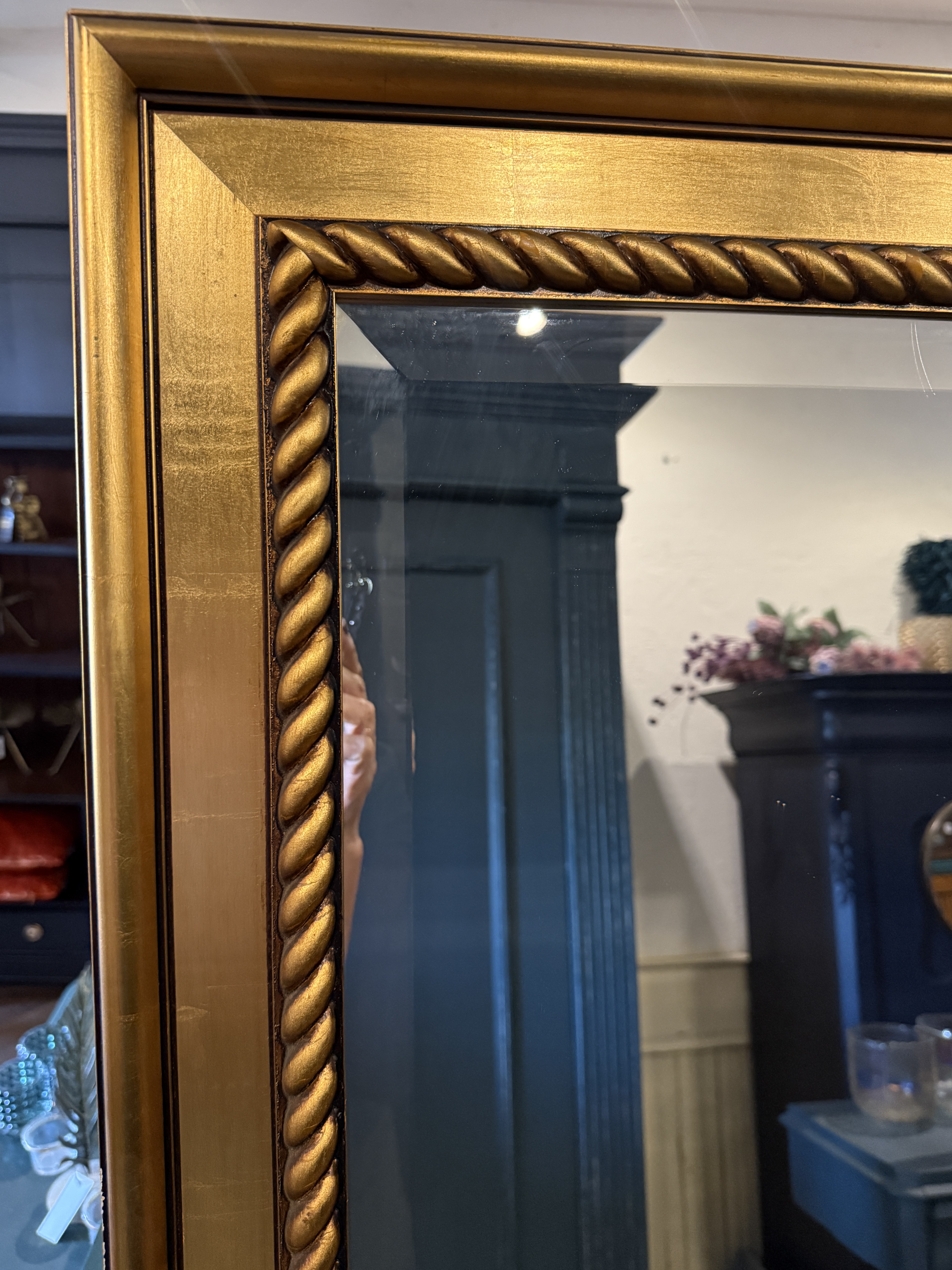 Grote vintage spiegel goud 165x74,5 passpiegel