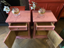 Set vintage nachtkastjes, brocante kastjes