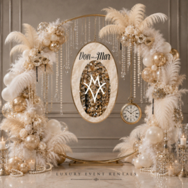 Luxe Decoratieboog Backdrop goud 200cm.