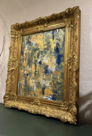 Schilderij blauw groen in antieke lijst