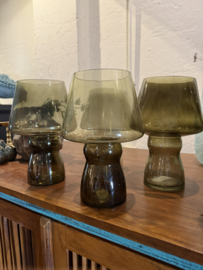 SALE !!! Set van 4 windlichten groen