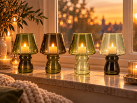 SALE !!! Set van 4 windlichten groen