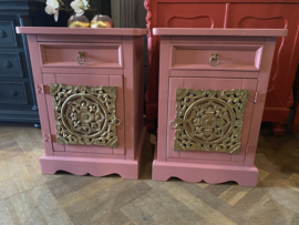 Set vintage nachtkastjes, brocante kastjes