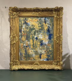 Schilderij blauw groen in antieke lijst