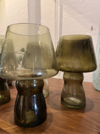 SALE !!! Set van 4 windlichten groen