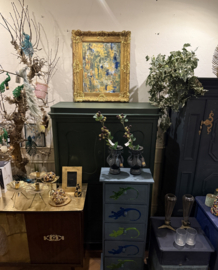 Schilderij blauw groen in antieke lijst