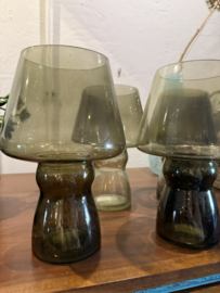 SALE !!! Set van 4 windlichten groen